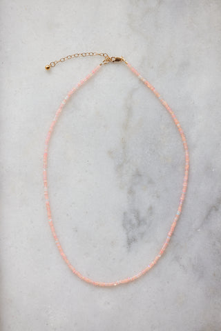 Pink Opal Mix and Matcha Necklace