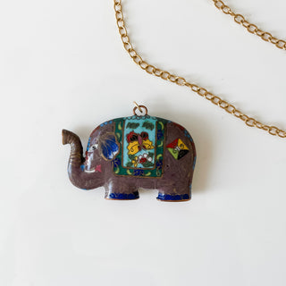 Vintage Cloisonne Elephant Pendant