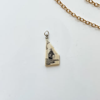 Vintage Ivory Ship Pendant