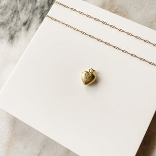 Mini Gold Puff Heart Charm